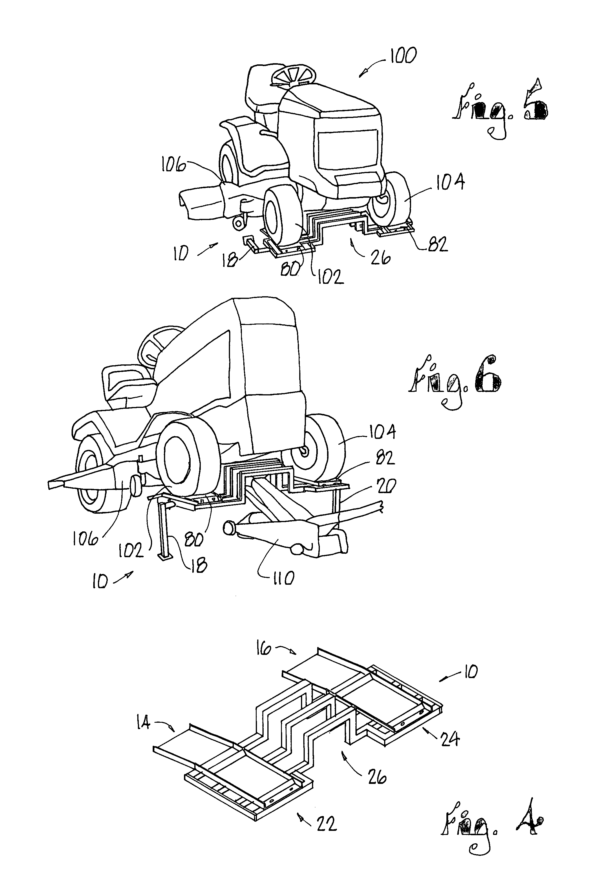 Riding lawn mower lift