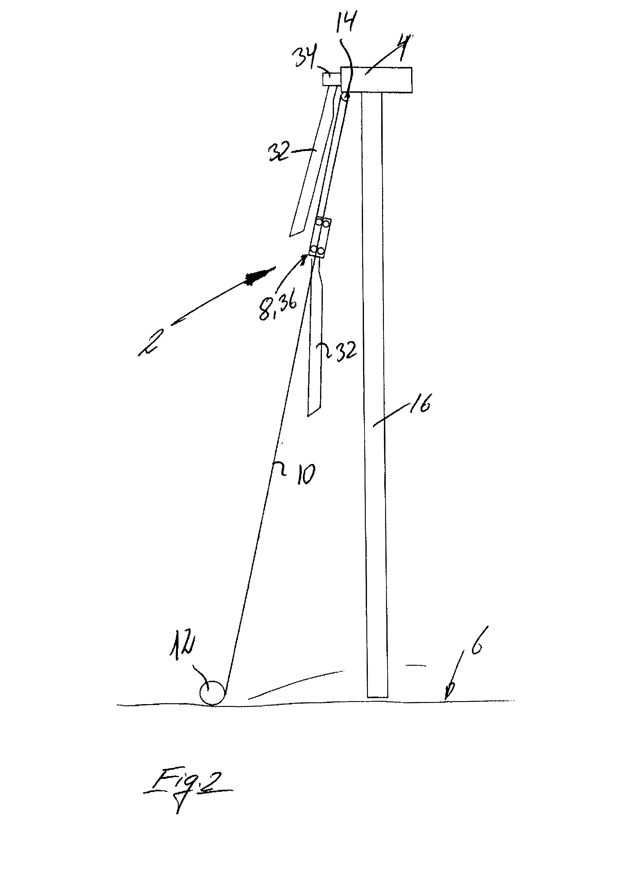 Device for establishing admittance and transport of cargo to and from a wind turbine construction above ground level