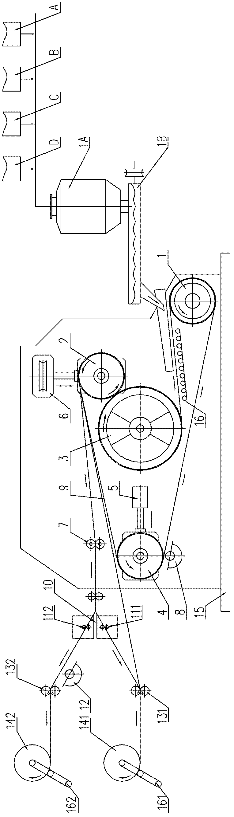 Color plastic floor continuous production device and color plastic floor continuous production method