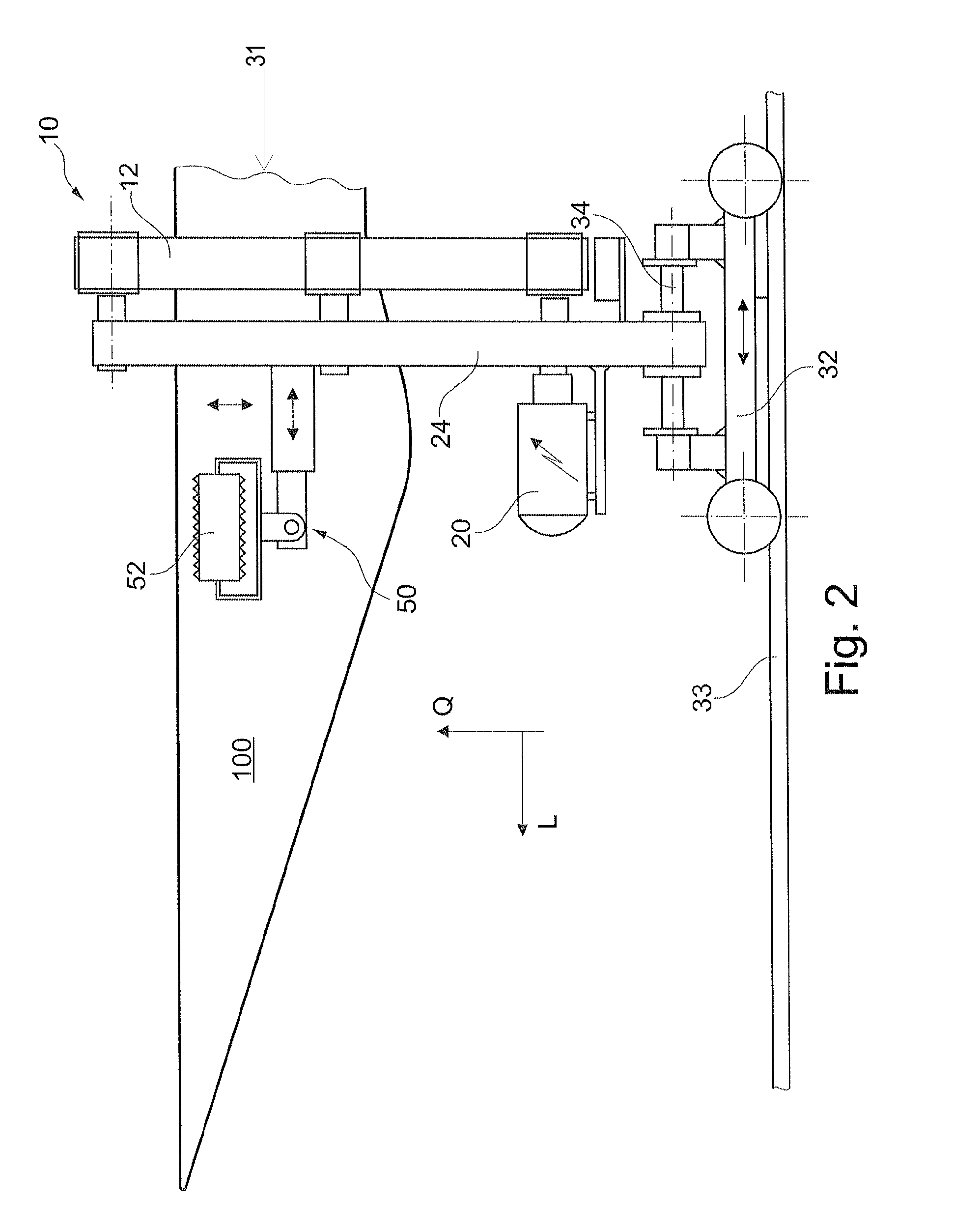 Grinding device for machine based grinding of rotor blades for wind energy systems