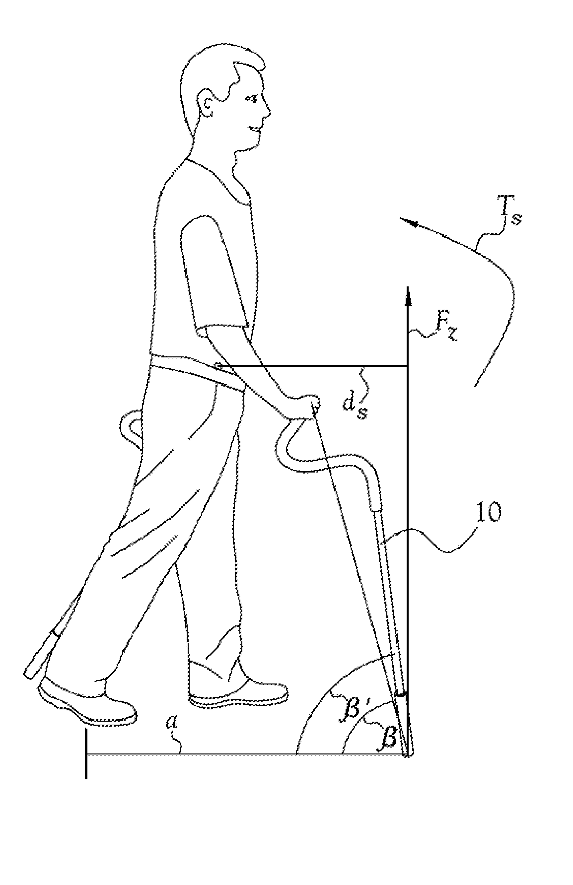 Exercise Device for Use as a Walking Stick Having an Ergonomically Angled Handle