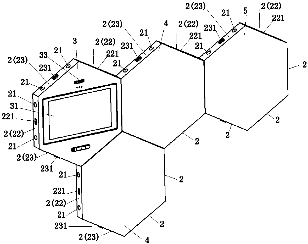 Charging module and splicing-type reminding device provided with same