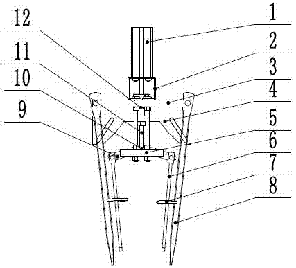 Rail driving type pot seedling transplanting machine tail end executing device