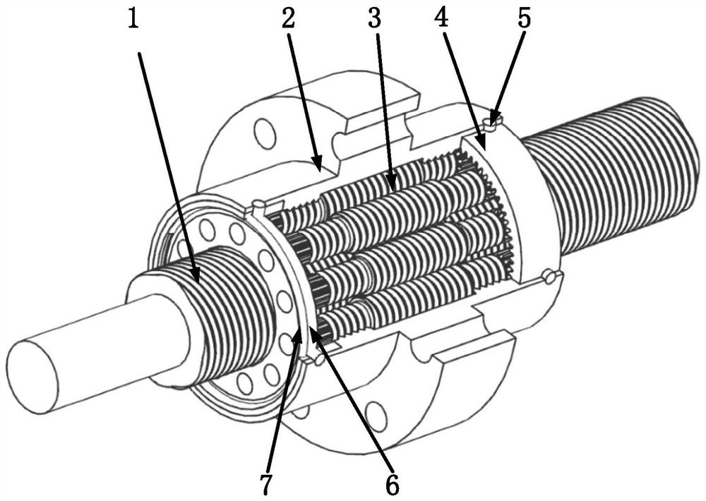 Planetary roller screw rod adopting gear transmission mode