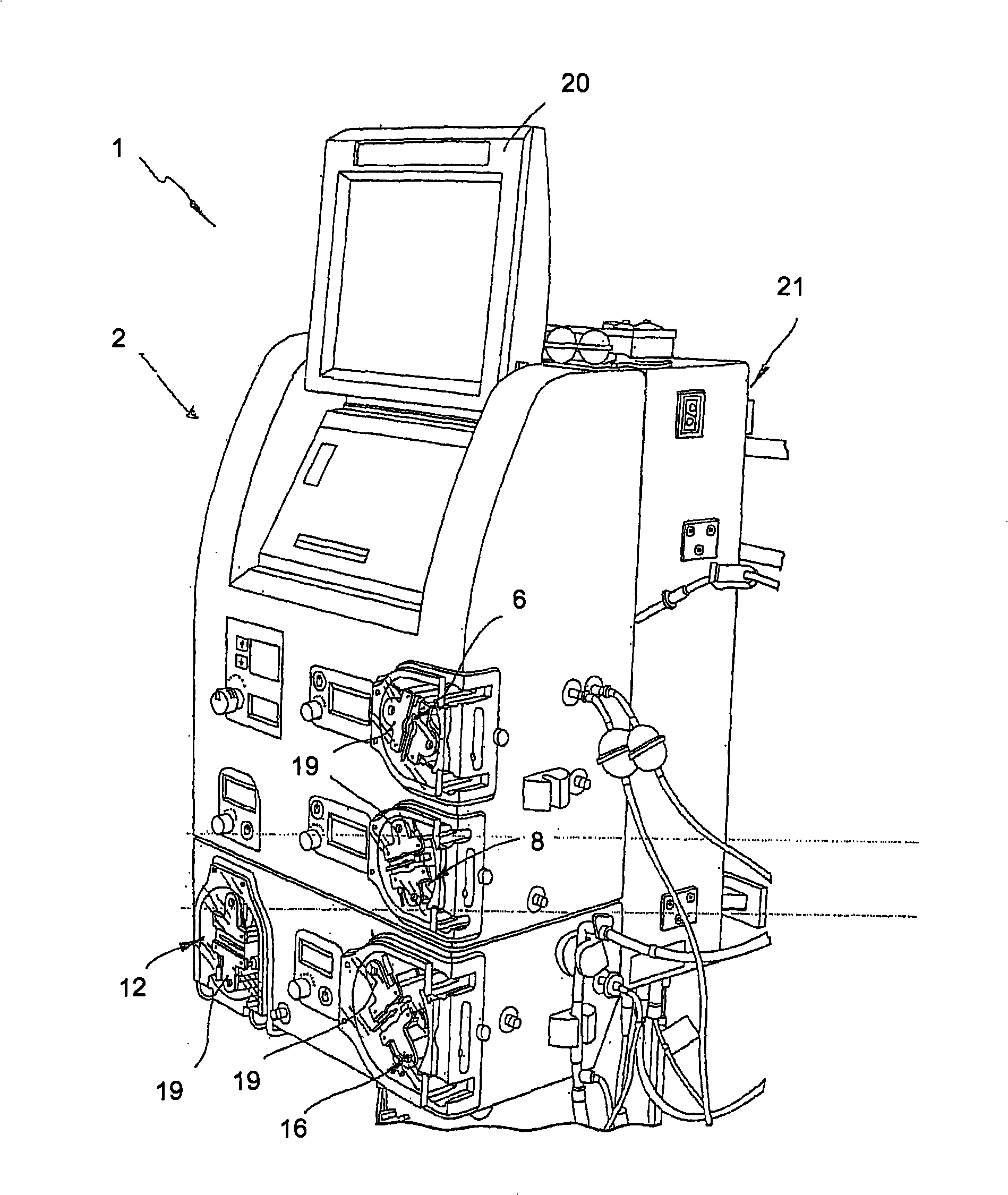 System for monitoring extracorporeal circulation and perfusion of medical fluid in heart lung bypass process