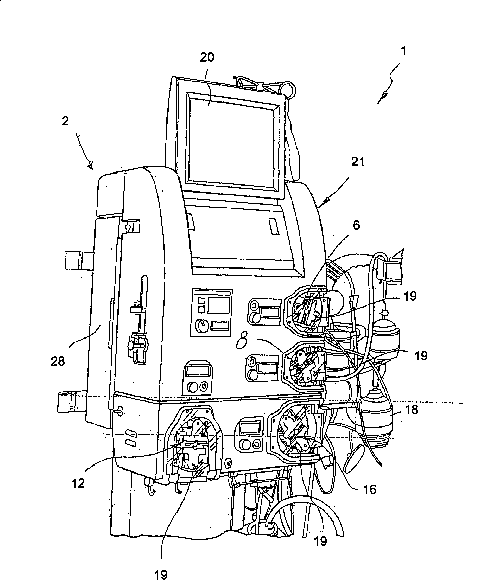 System for monitoring extracorporeal circulation and perfusion of medical fluid in heart lung bypass process