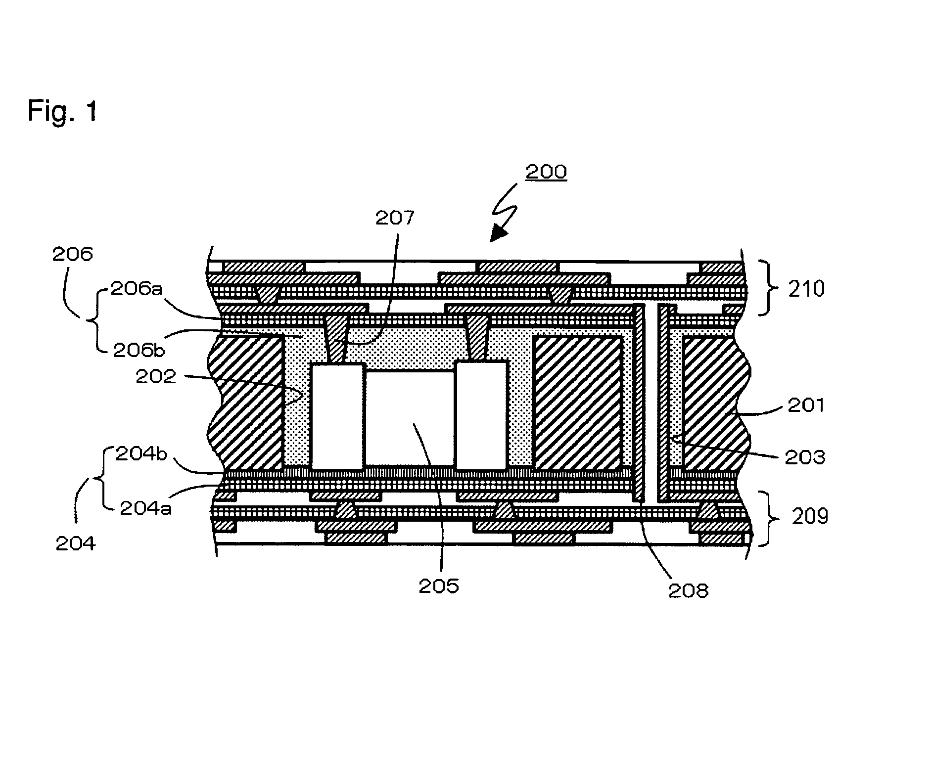 Multi-layer board incorporating electronic component and method for producing the same