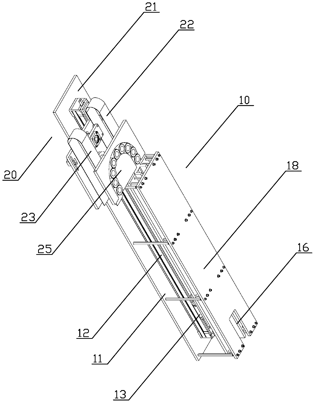 An entire row reversing conveying device