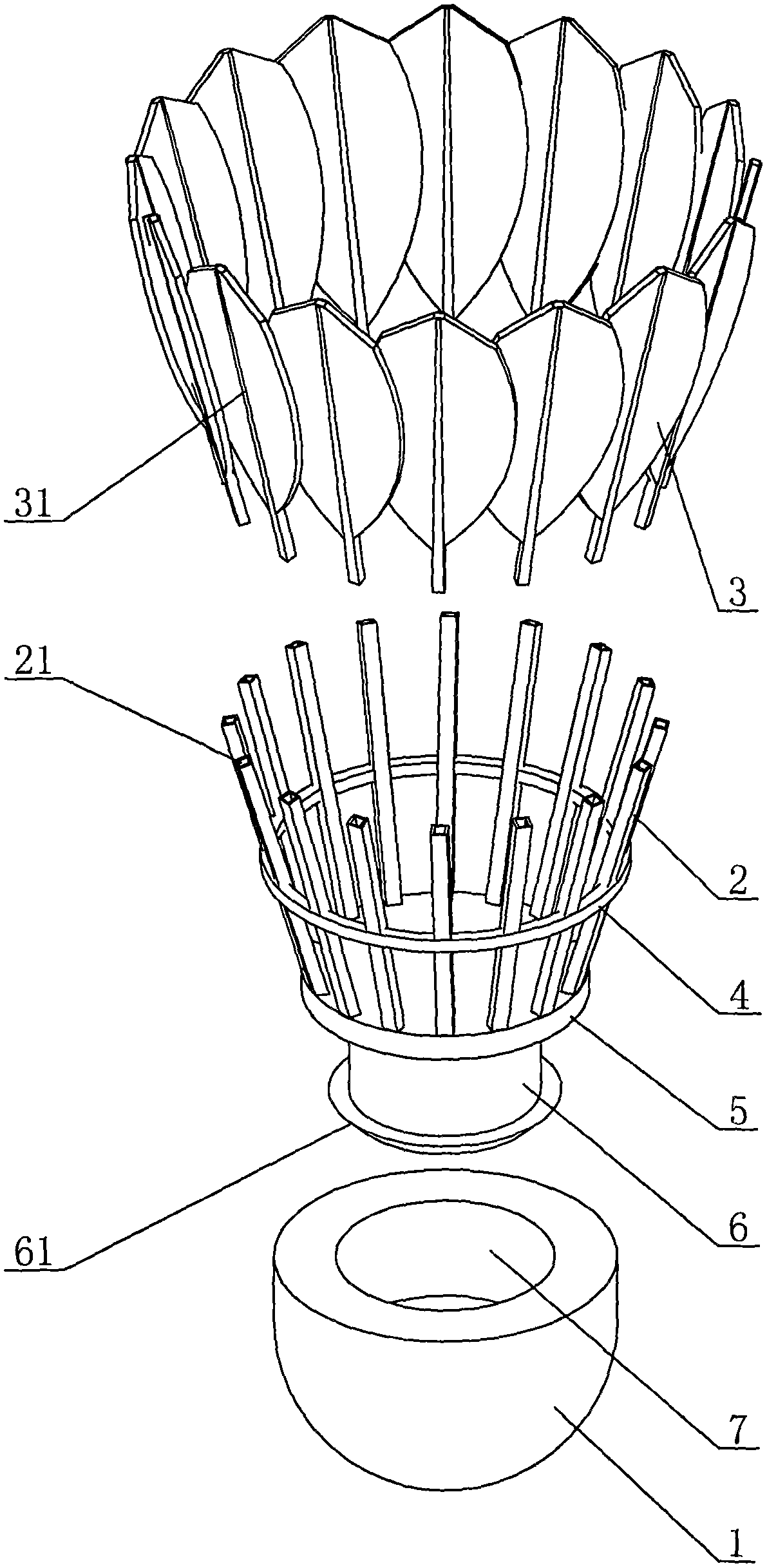 Man-made feather stalk light shuttlecock