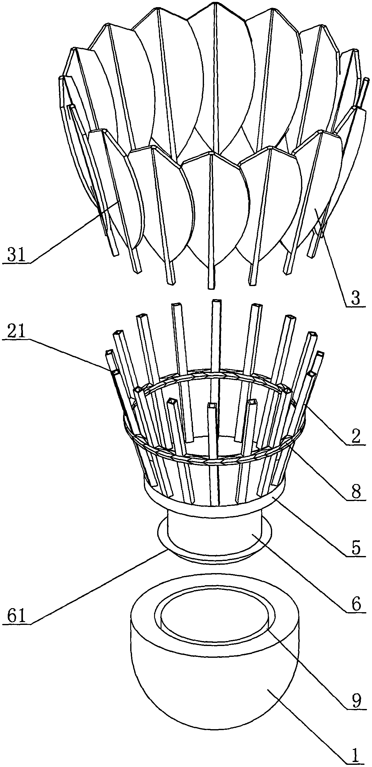 Man-made feather stalk light shuttlecock