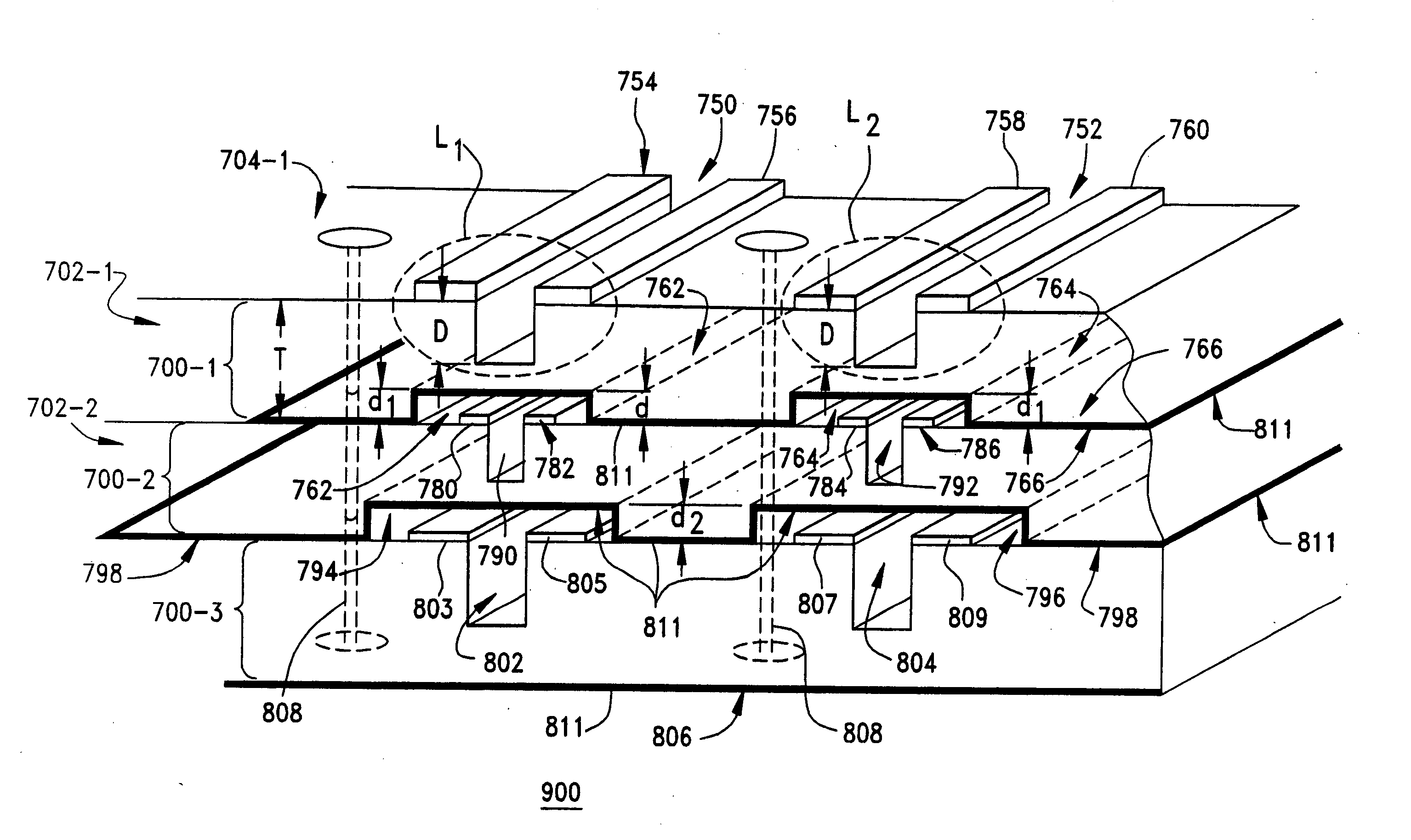 Multi-channel waveguide structure