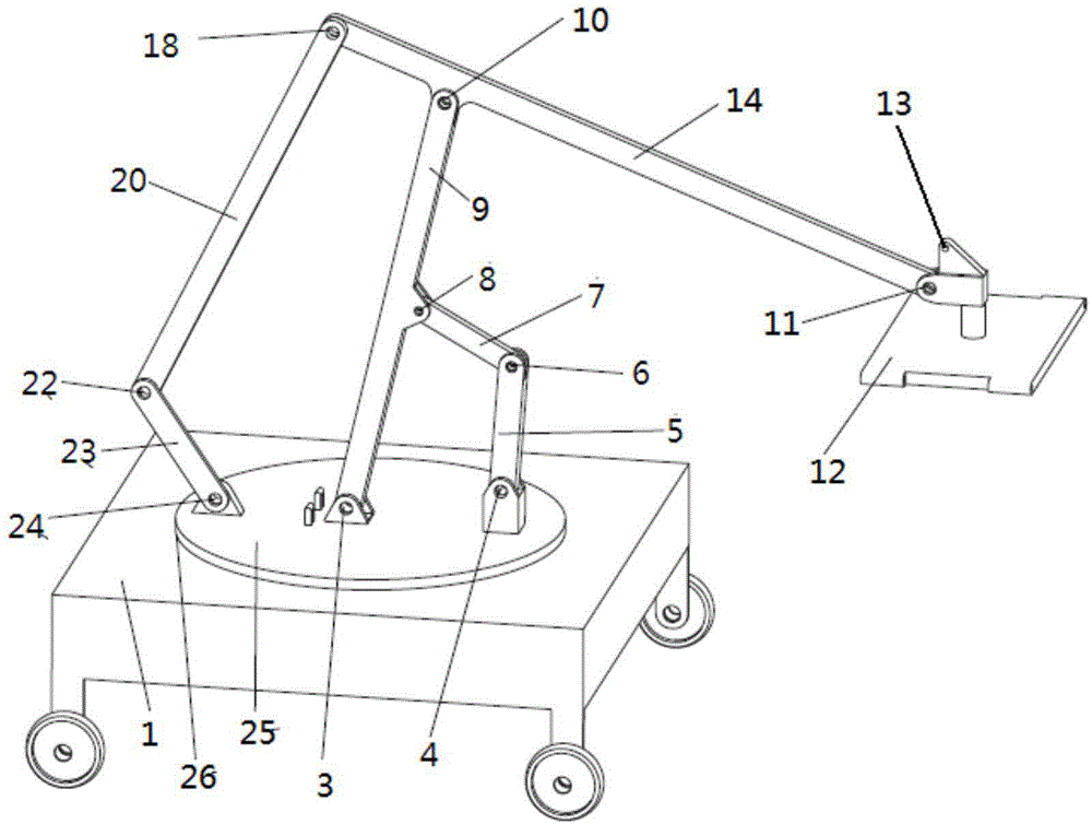 Three-freedom degree controllable mechanism type mobile mechanical arm