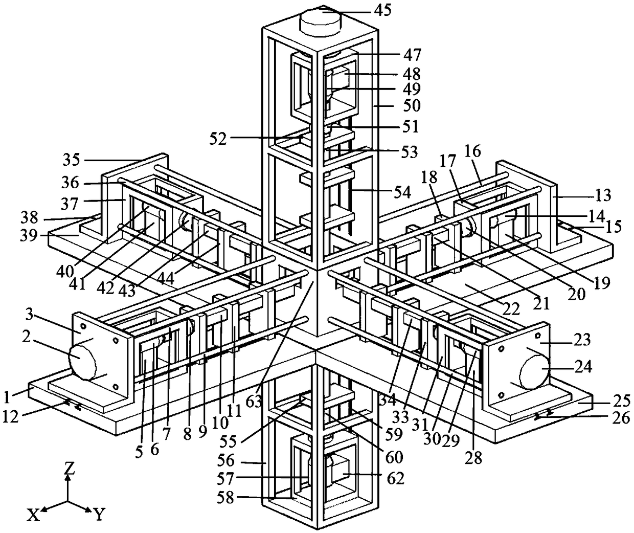 Dynamic and static load synchronous servo control system for three-axis six-direction Hopkinson pressure bar