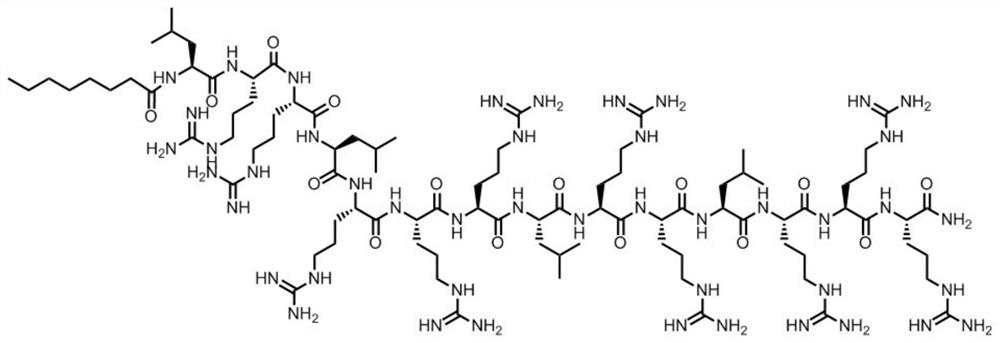 Octanoic acid acylation modified antibacterial peptide and application thereof