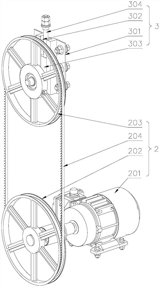 Band sawing machine for cutting long-strip-shaped timber