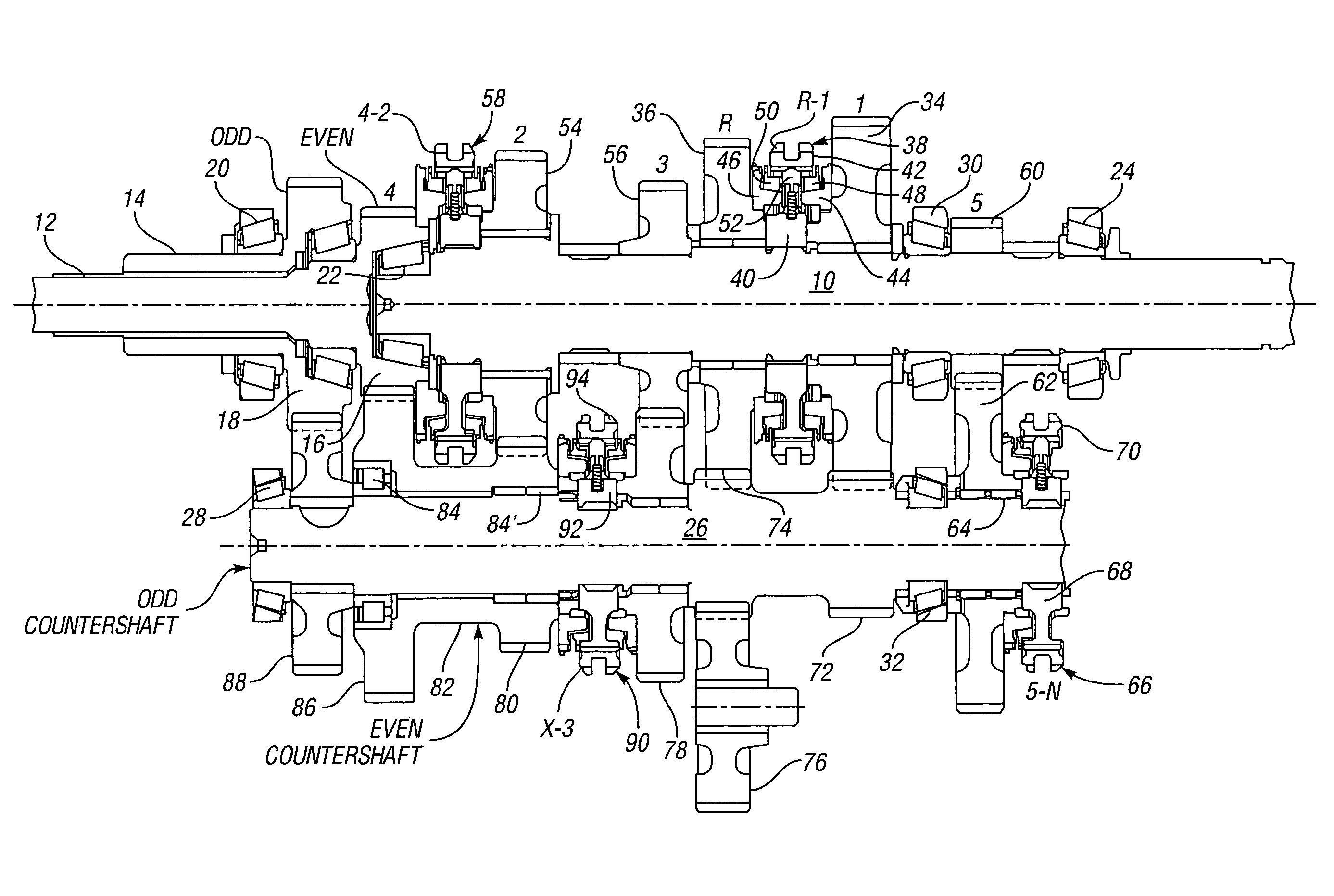 Multiple-ratio dual clutch vehicle transmission