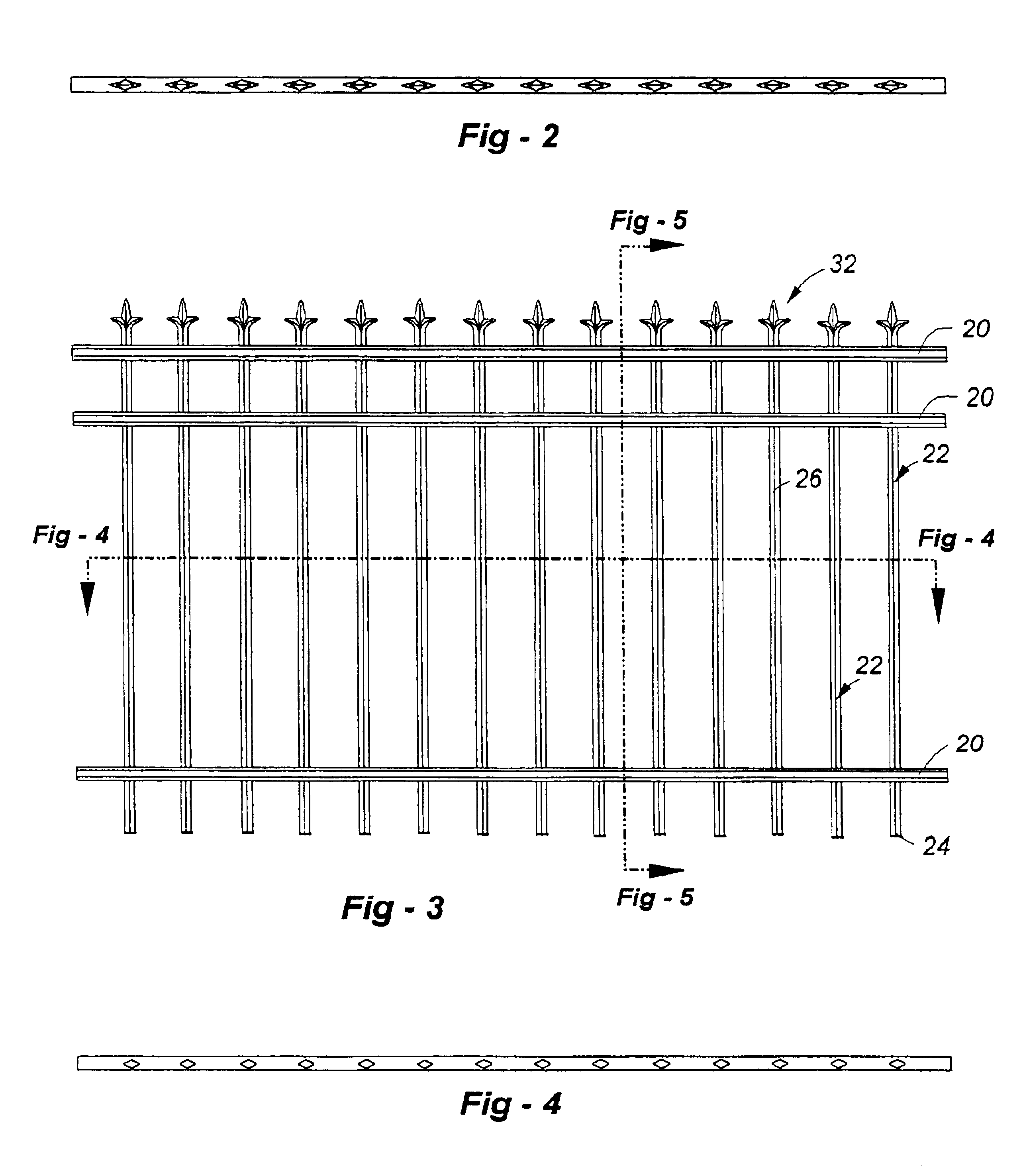 Plastic fencing simulative of wrought iron