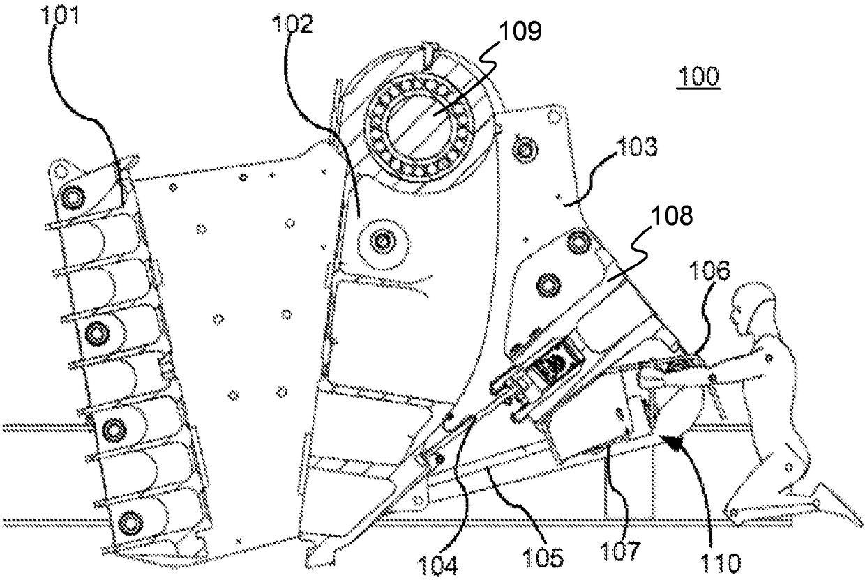 Spring locking device, jaw crusher, processing facility for mineral materials and method for compressing or decompressing a spring loaded on a tie rod in a jaw crusher