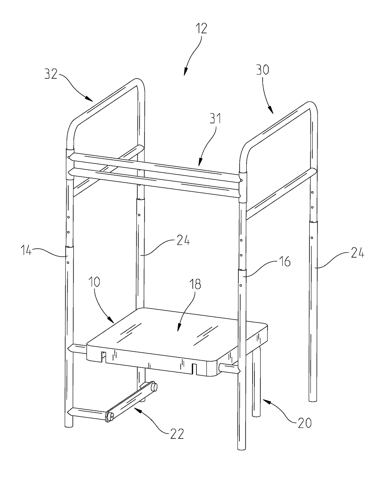 Folding step for use with mobility device