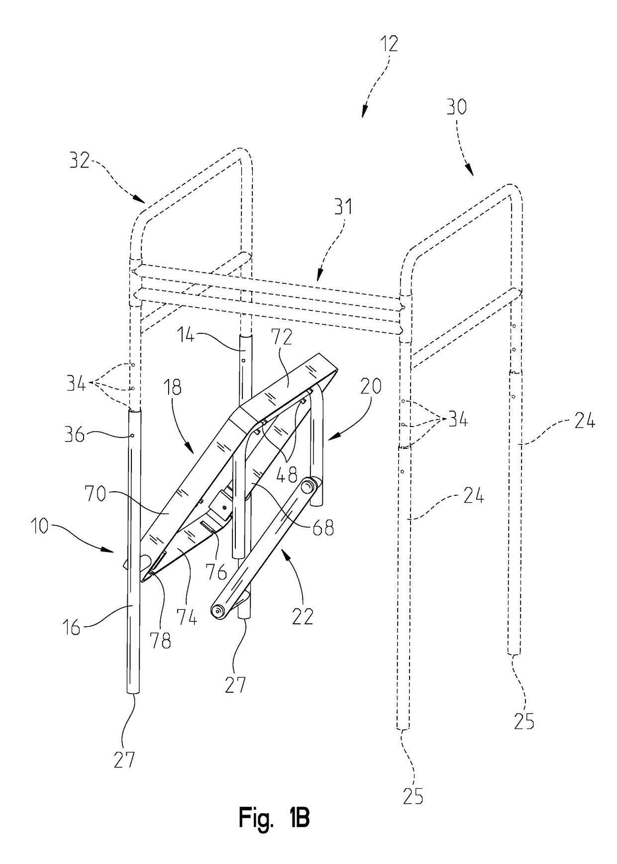 Folding step for use with mobility device