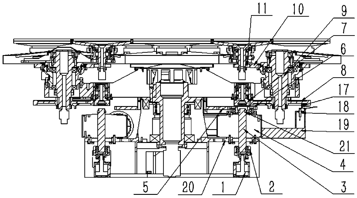 Transmission device of continuous curved surface polishing machine