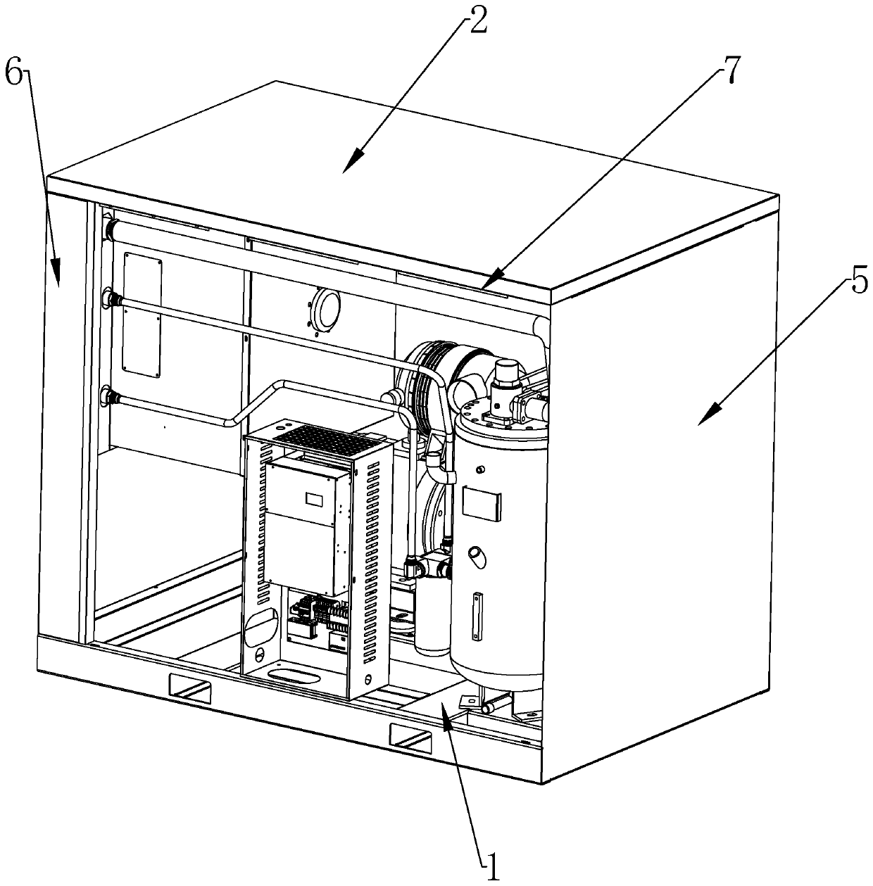 Air compressor box body realizing lifting heat dissipation and noise reduction