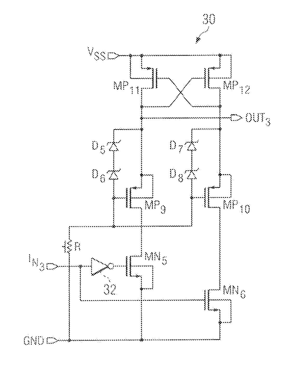 Self-biased high voltage level shifter