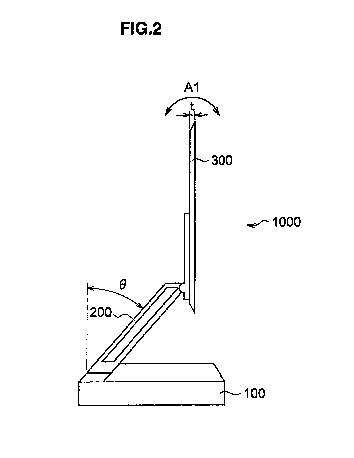 Display device having cantilevered display unit