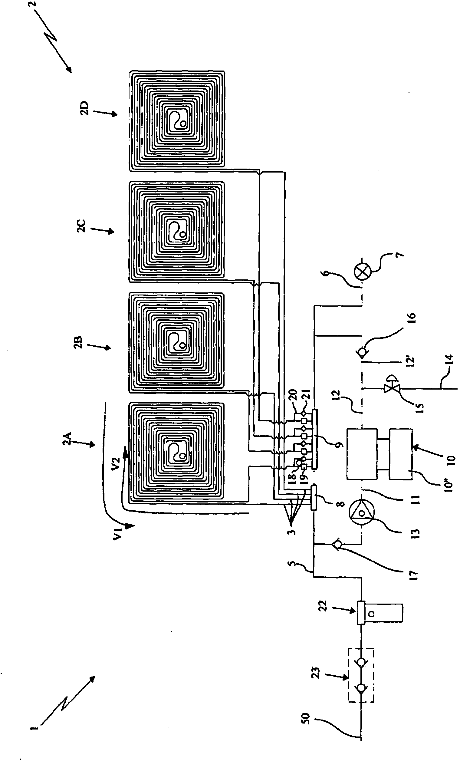 Plant for desalinating water of a water supply system and method for desalinating water of a water supply system by means of said plant