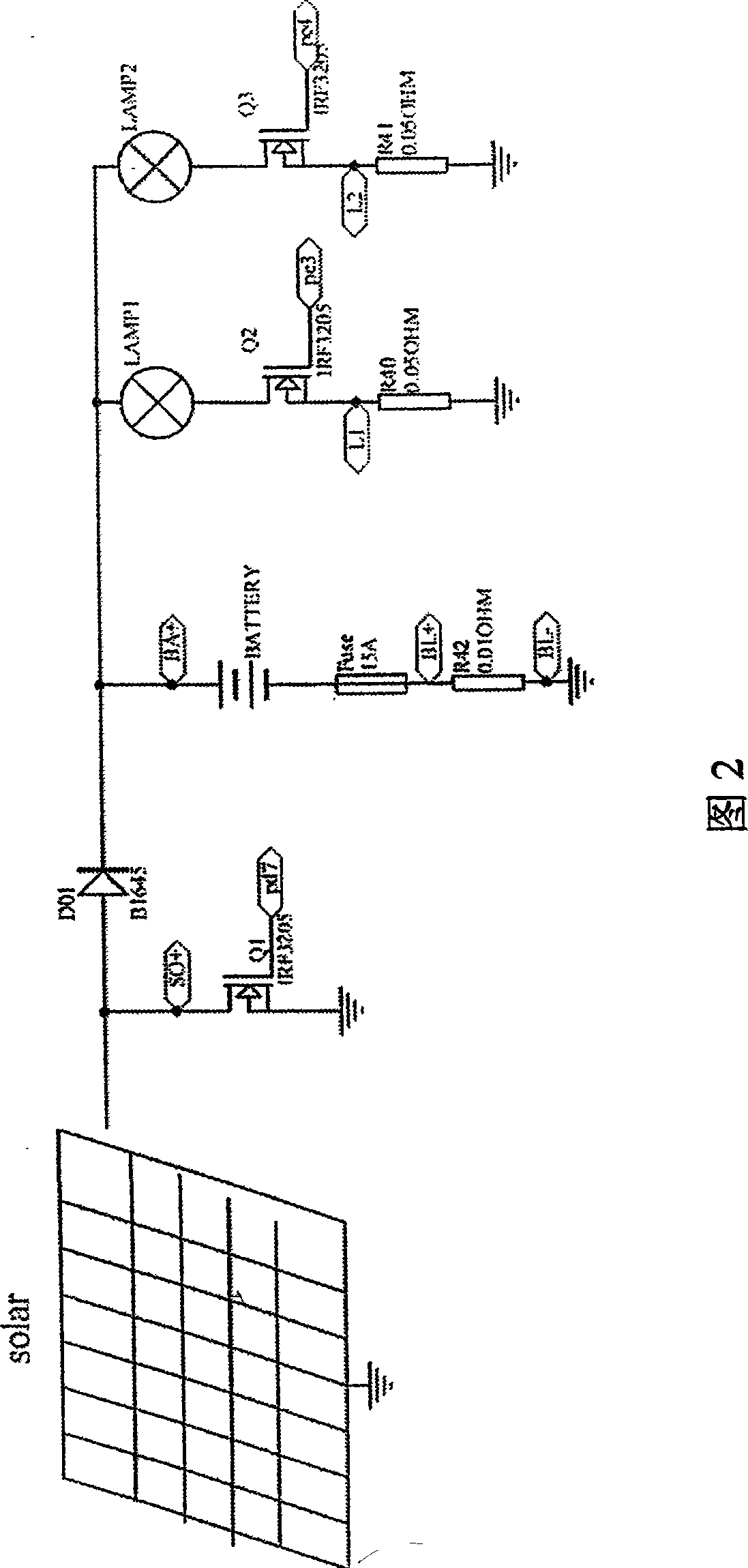 Control system of solar energy street lamp with display of self checked fault