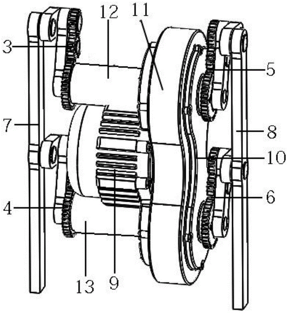 Geared five-bar combined mechanism used for climbing car