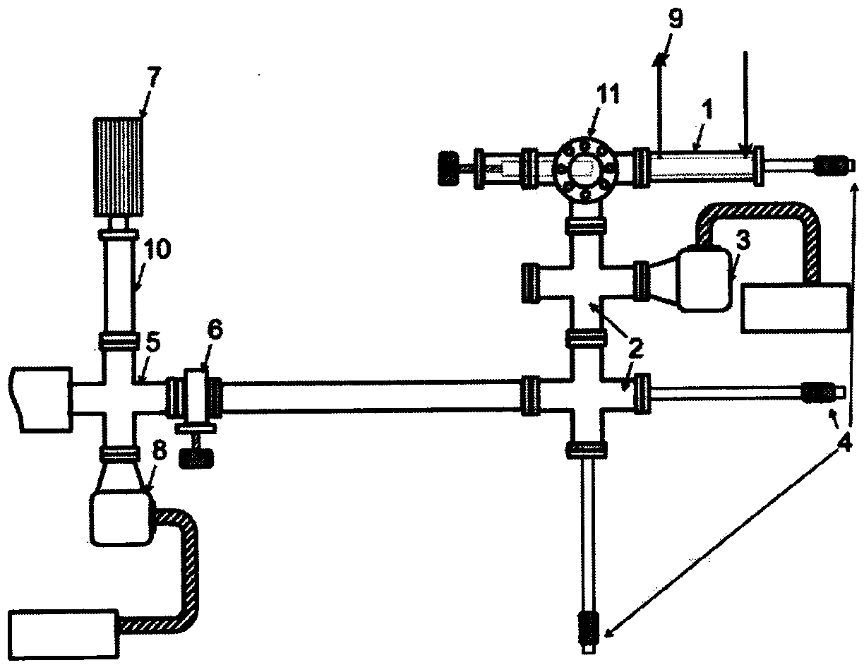 UHV device interconnected in-situ reaction cell and built-in mass spectrometer electric quadrupole combined structure