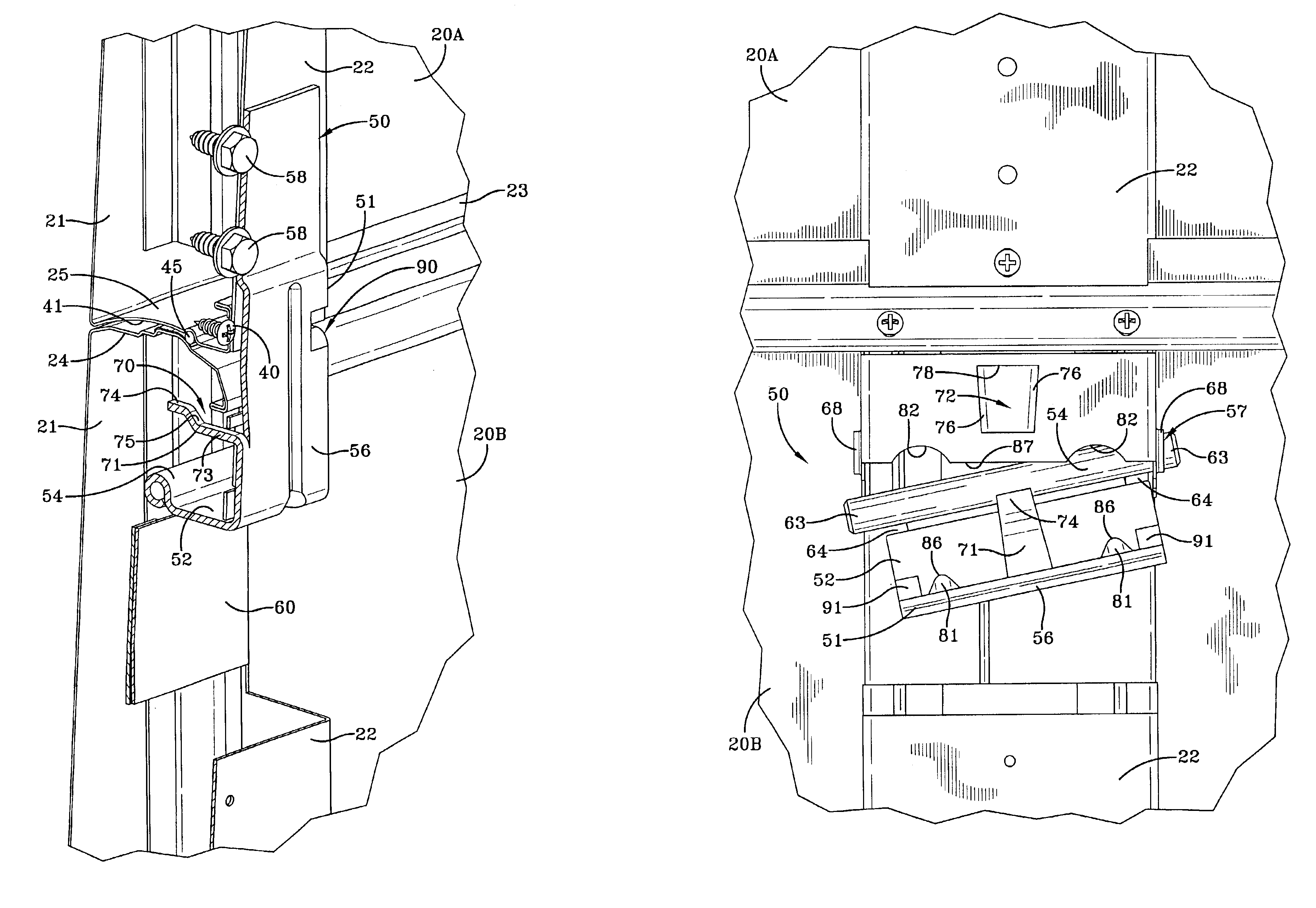 Sectional door with self-aligning hinges and method of assembly