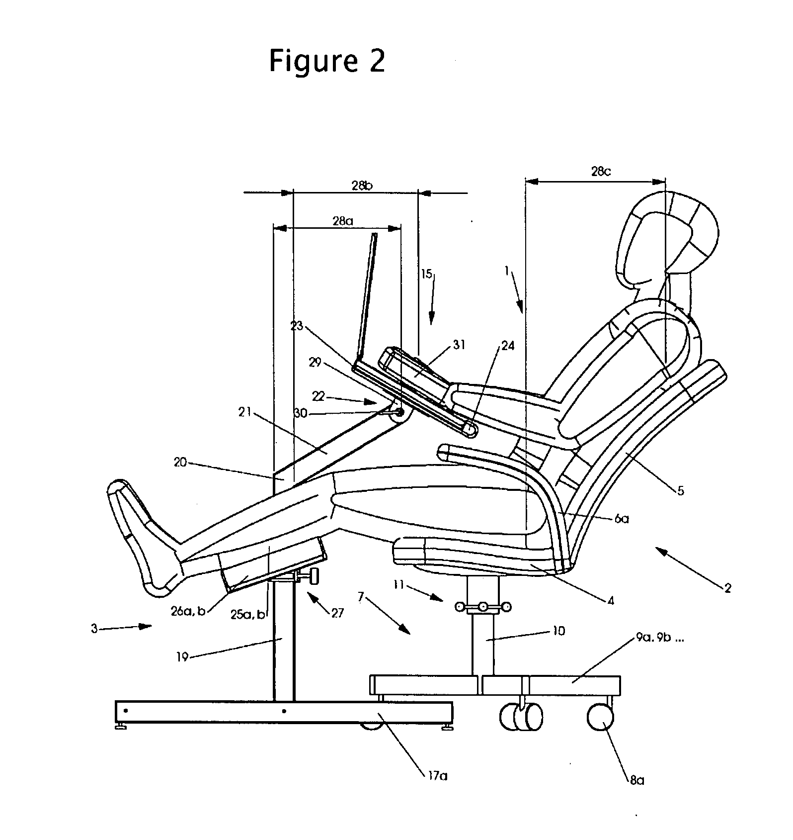 Workstation module for a reclinable office chair