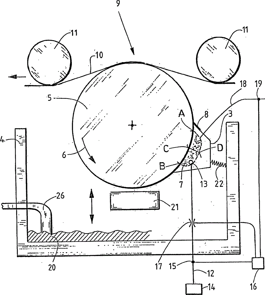 Application of glue to strips of material for the tobacco processing industry