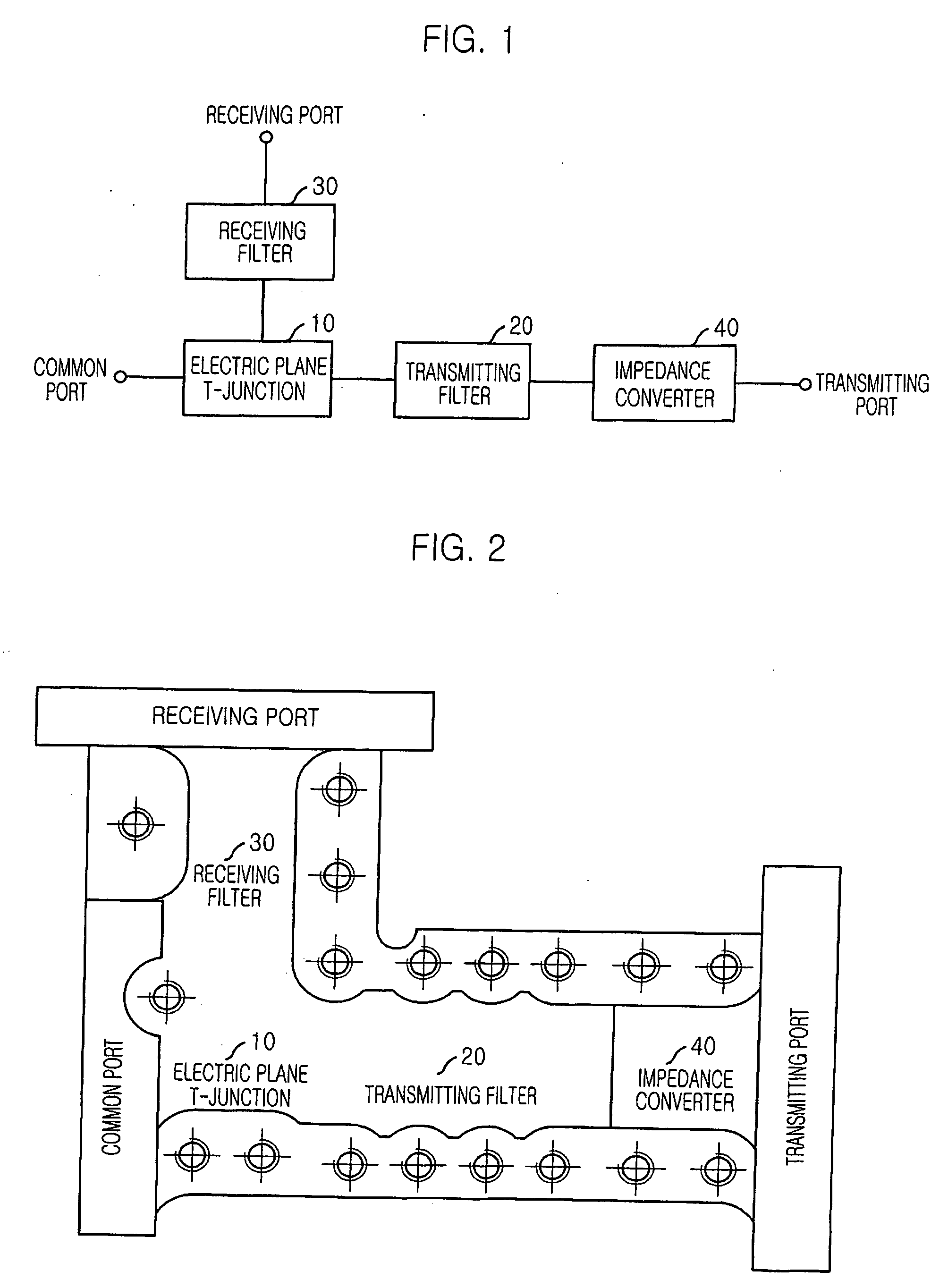 Waveguide diplexer of electric plane T-junction structure with resonant iris