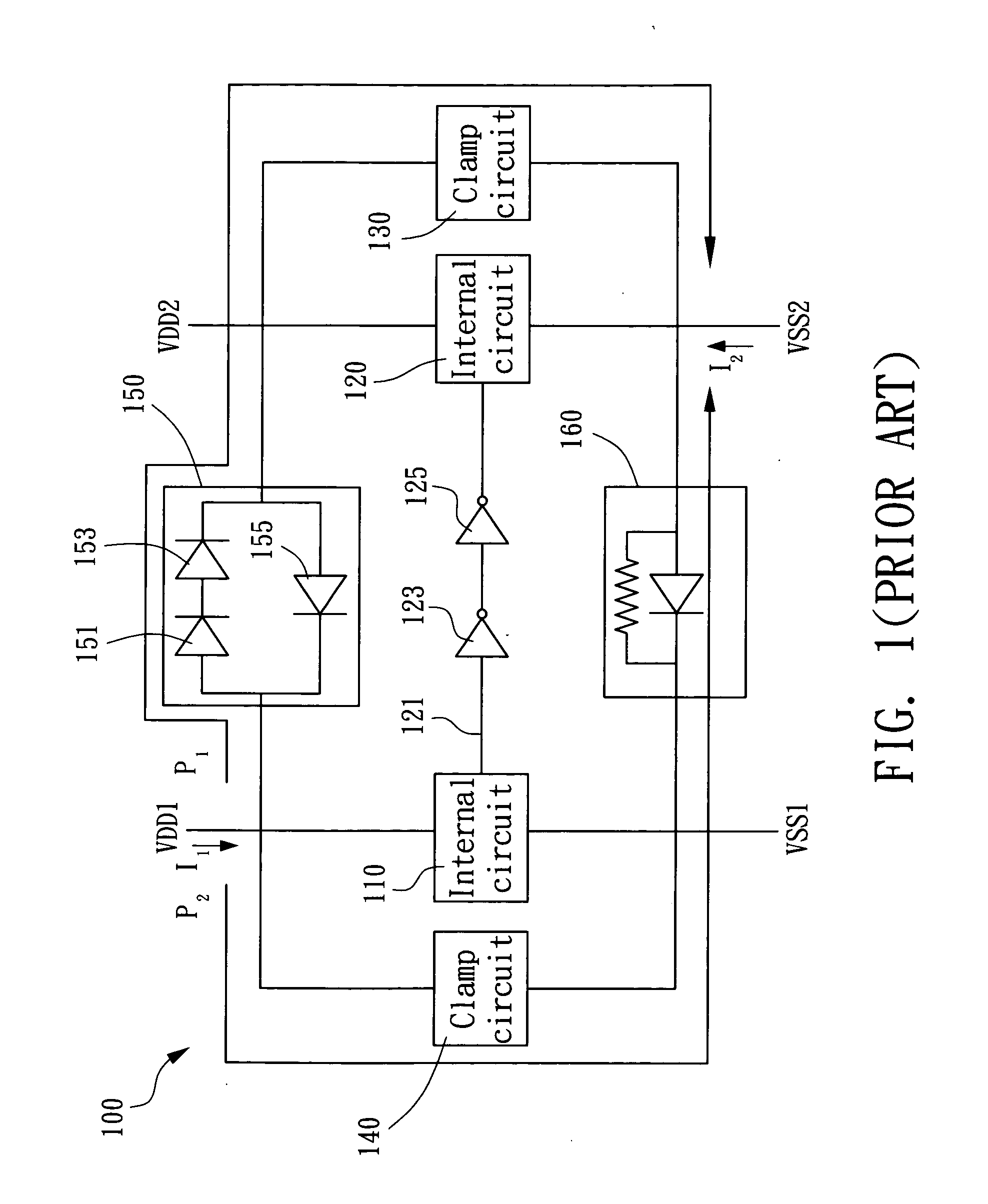 ESD protection circuit between different voltage sources