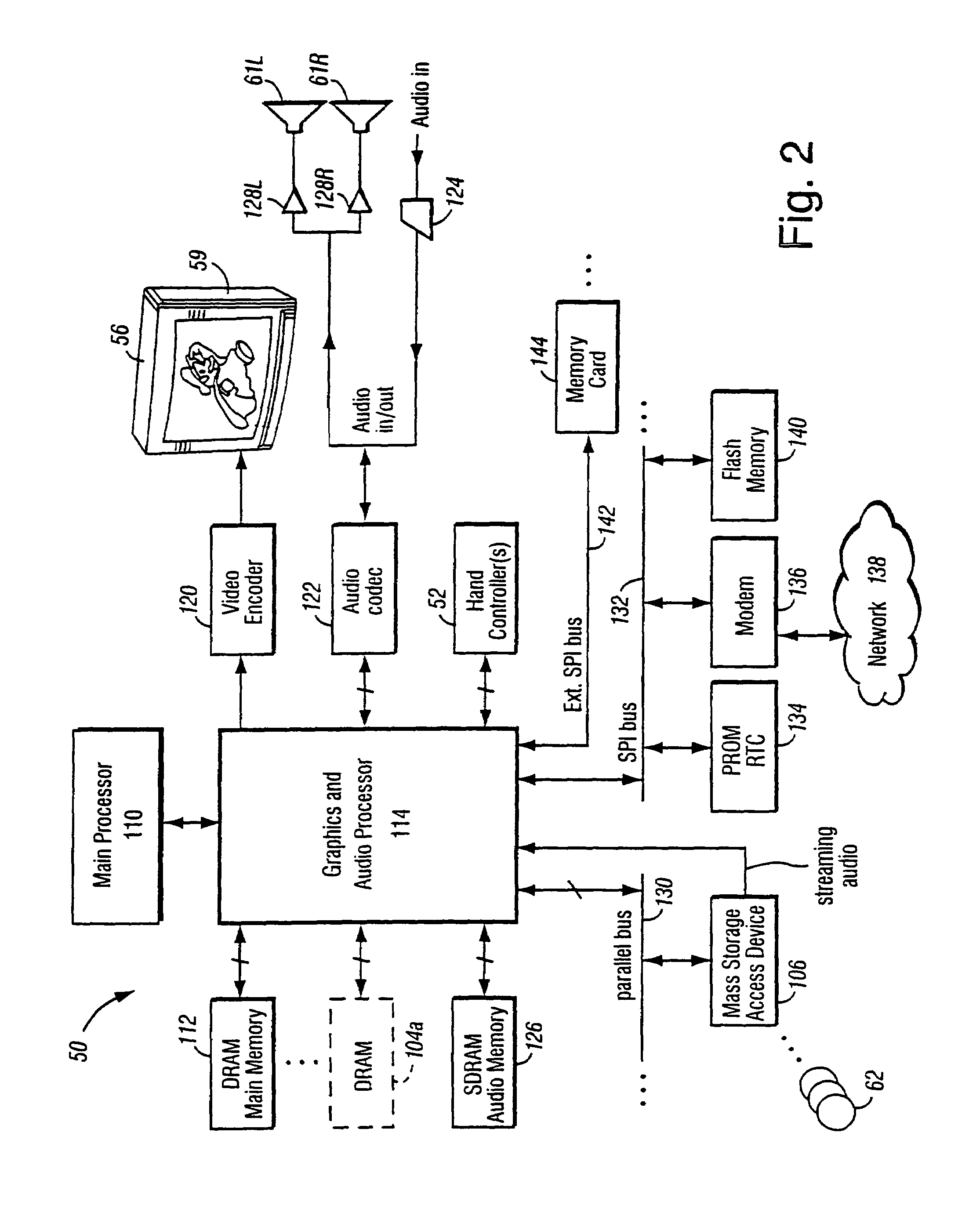 Graphics system with copy out conversions between embedded frame buffer and main memory