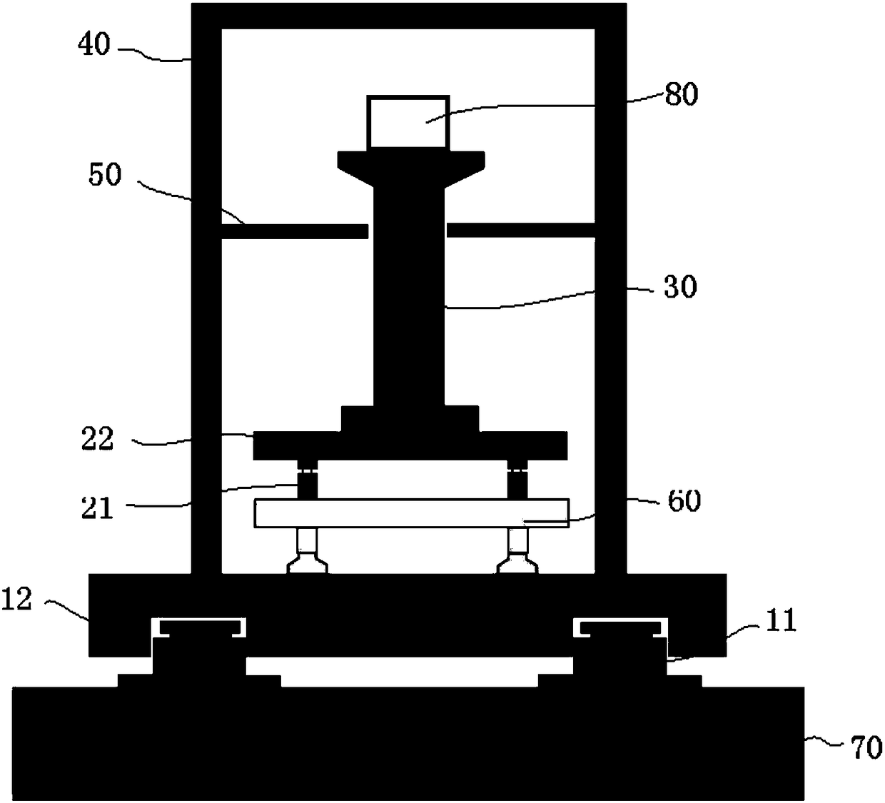 Two-stage air floatation type vibration reduction high-low temperature chamber accompanying system