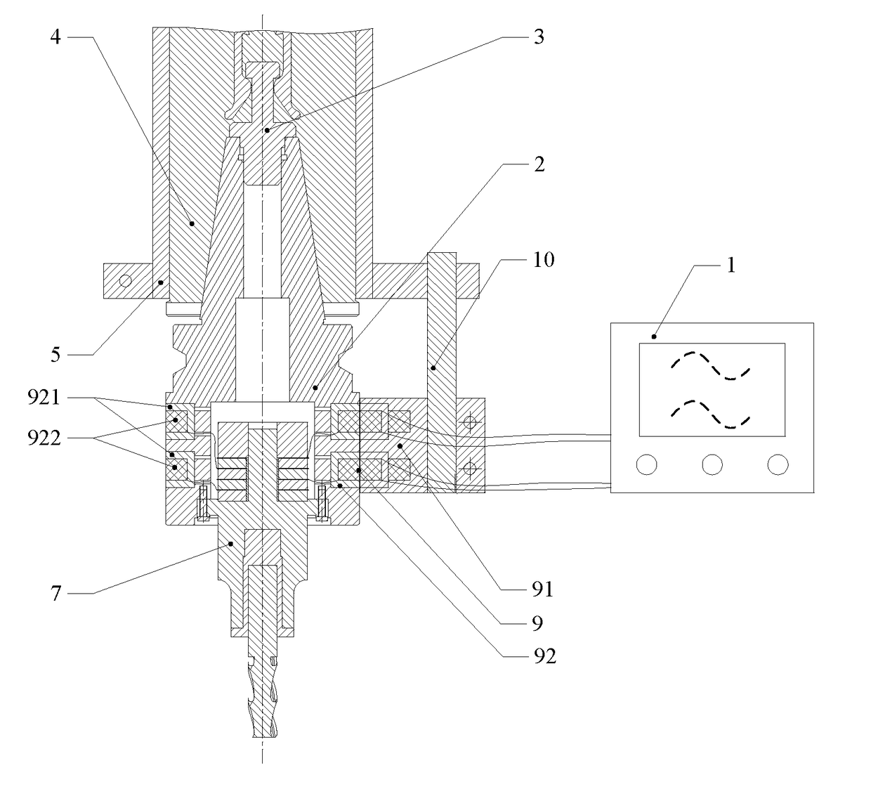 Elliptical ultrasonic machining device powered by non-contact induction