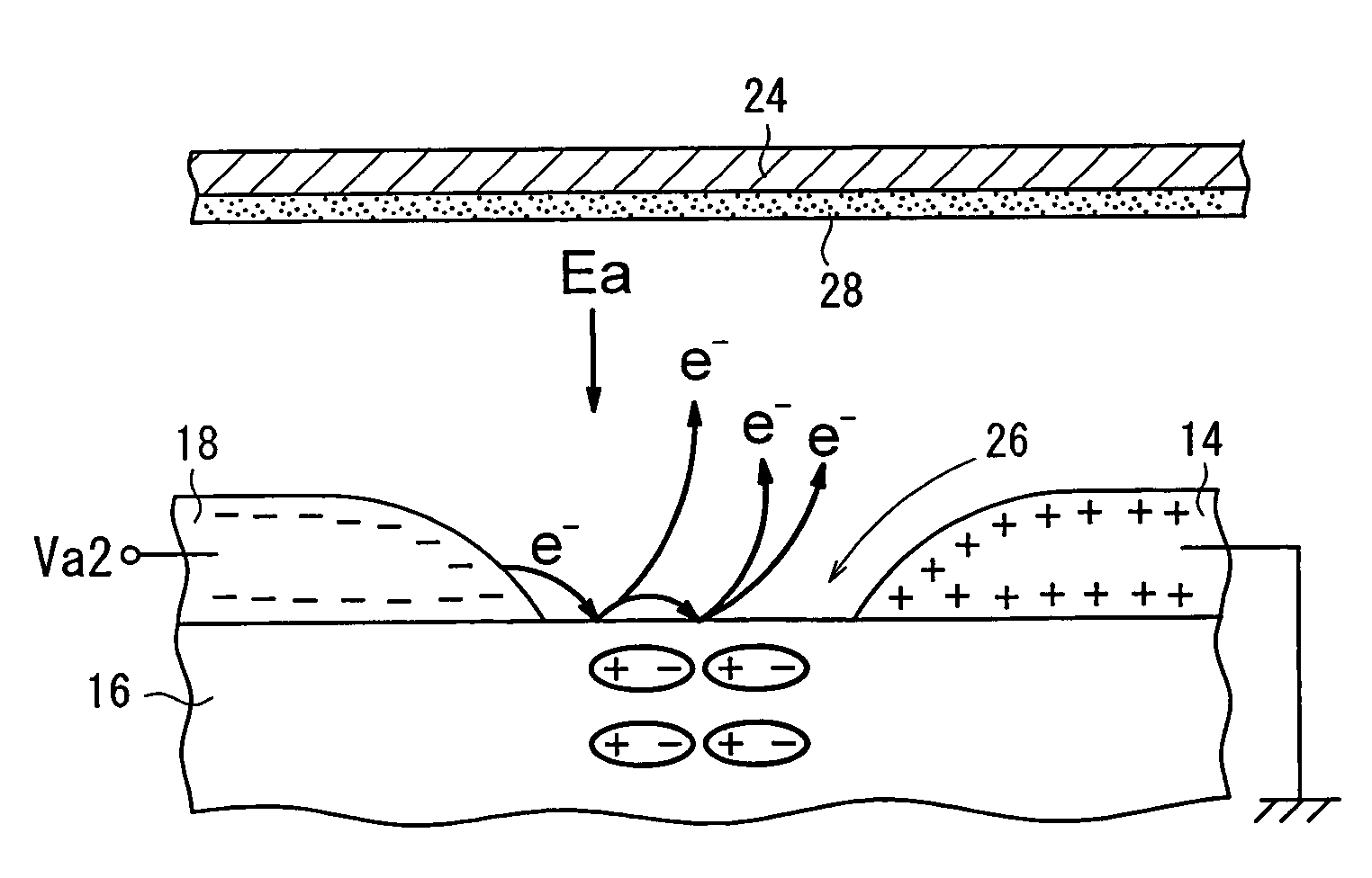 Electron emitter and light emission element