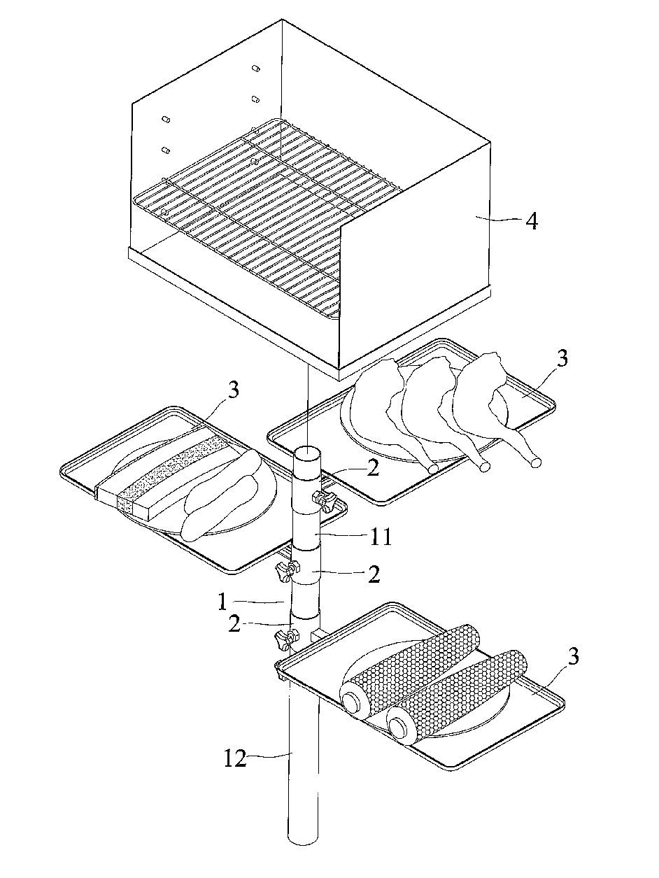 Tray assembly for a barbecue device