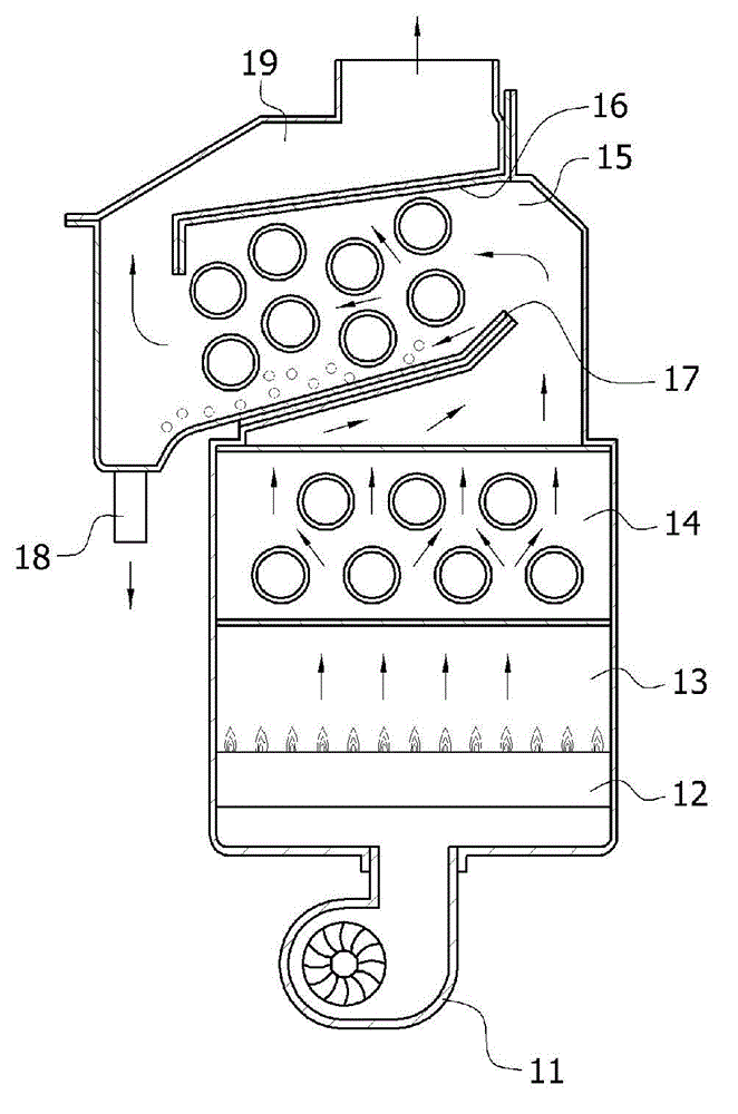 Latent heat exchanger in condensing boiler