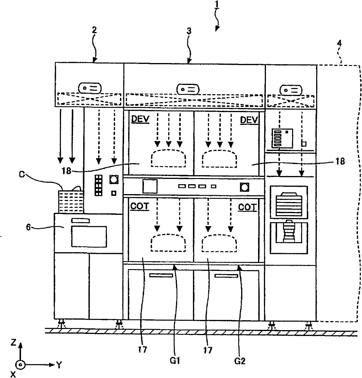 Resist coating and developing apparatus and method