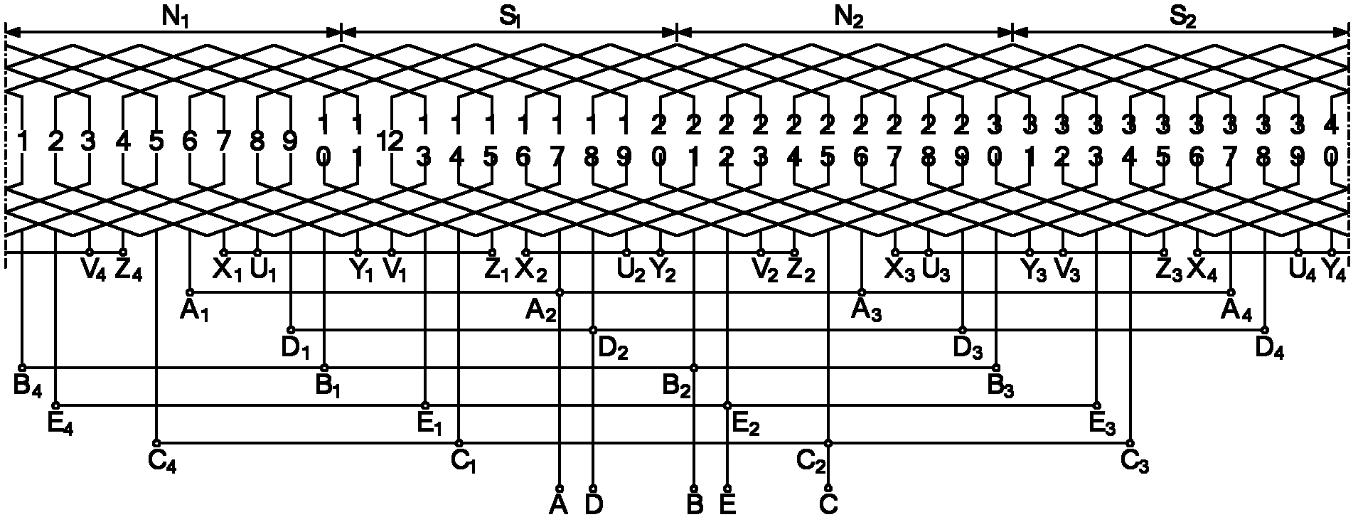 Stator winding connection method for low-voltage high-power multipole multiphase permanent magnet synchronous motor