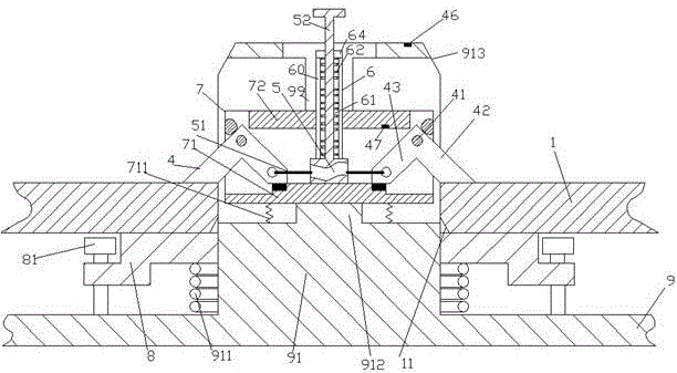 Workpiece mounting and locating device provided with LED indication lamp and facilitating mounting