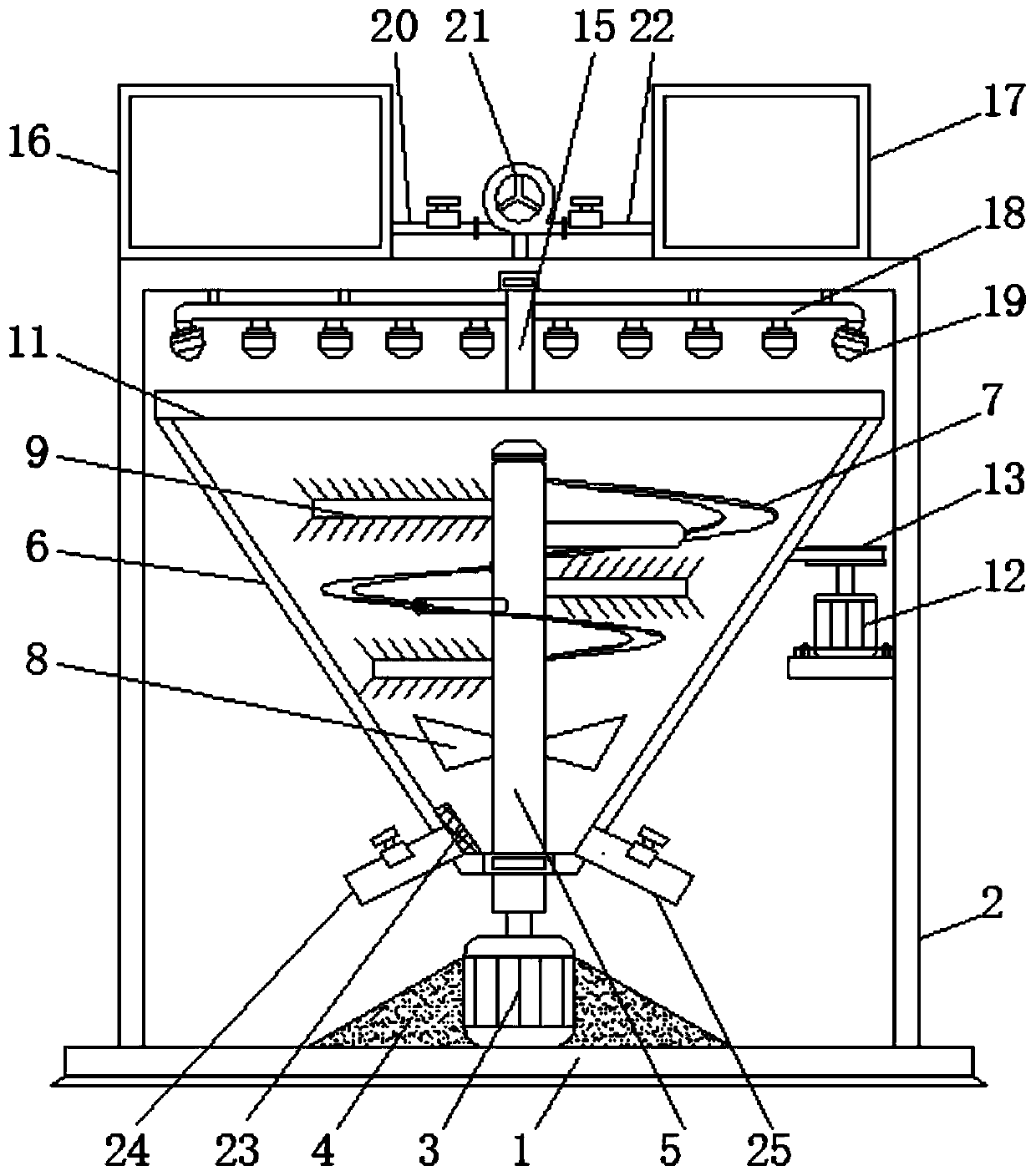 Quartz sand rapid cleaning and stirring device and cleaning and stirring method