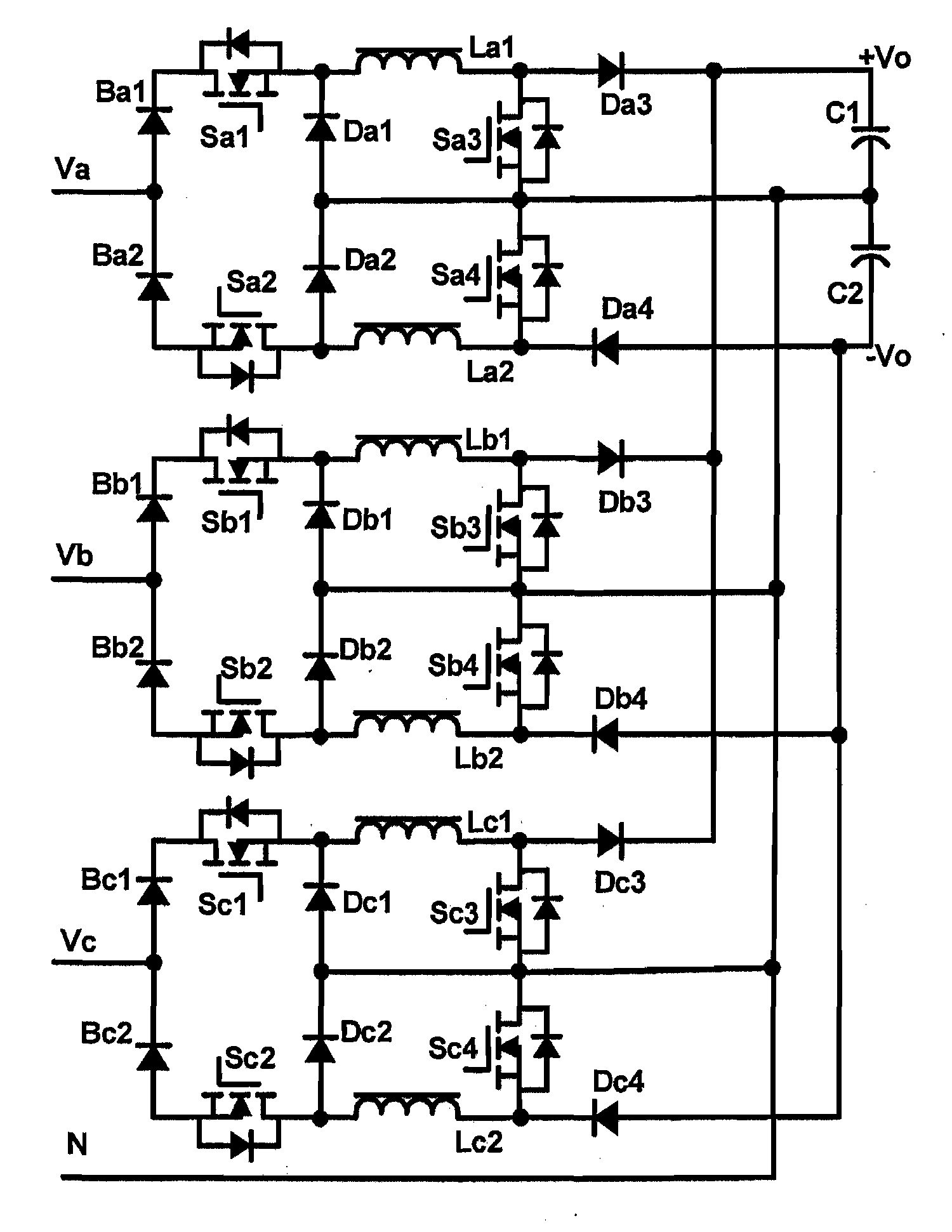 Three-phase buck-boost power factor correction circuit and controlling method thereof