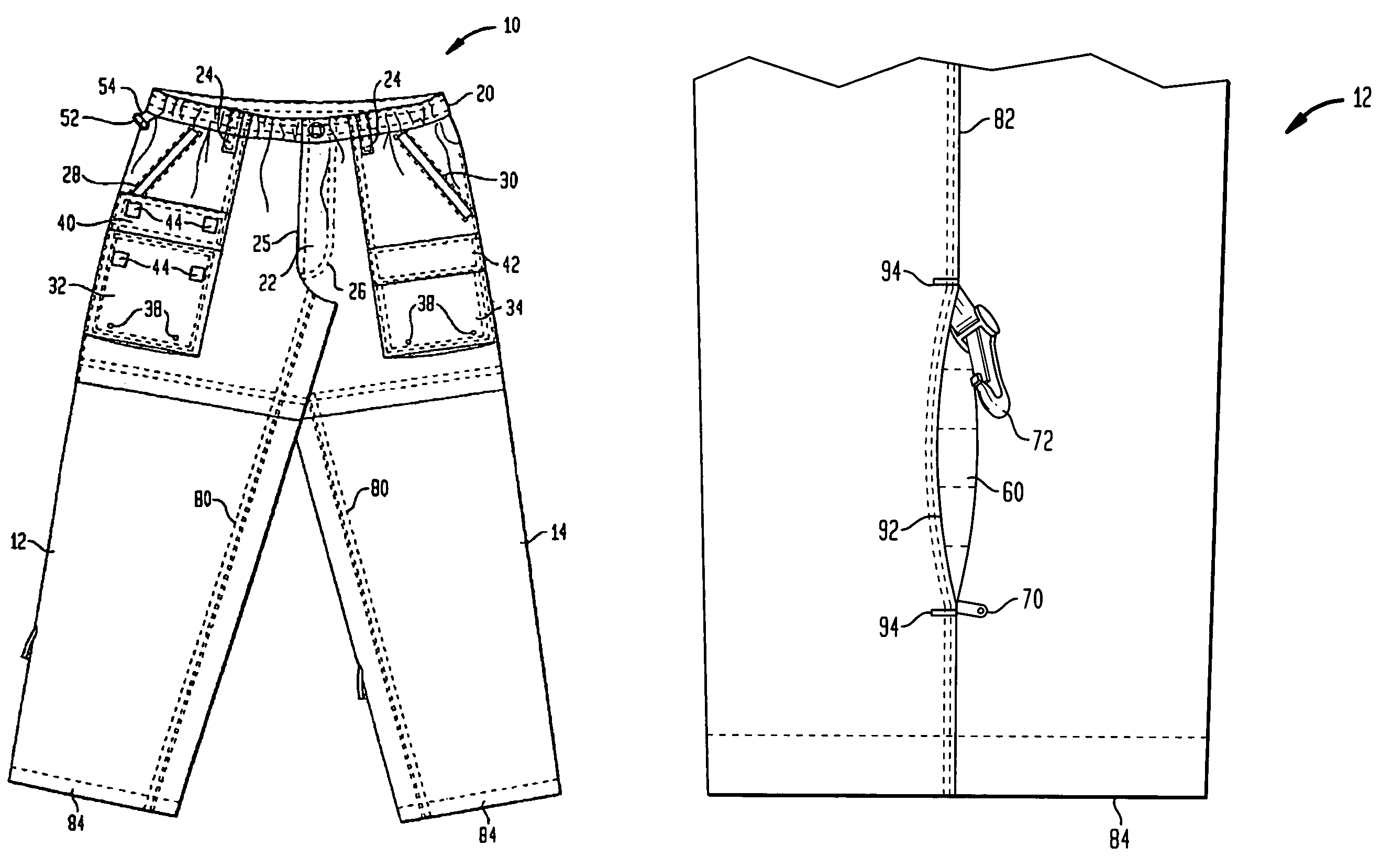 Convertible pants and methods for making same