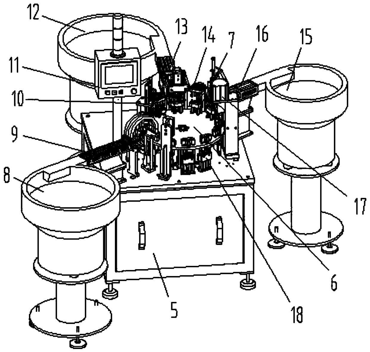 An integrated assembly machine for shampoo gland